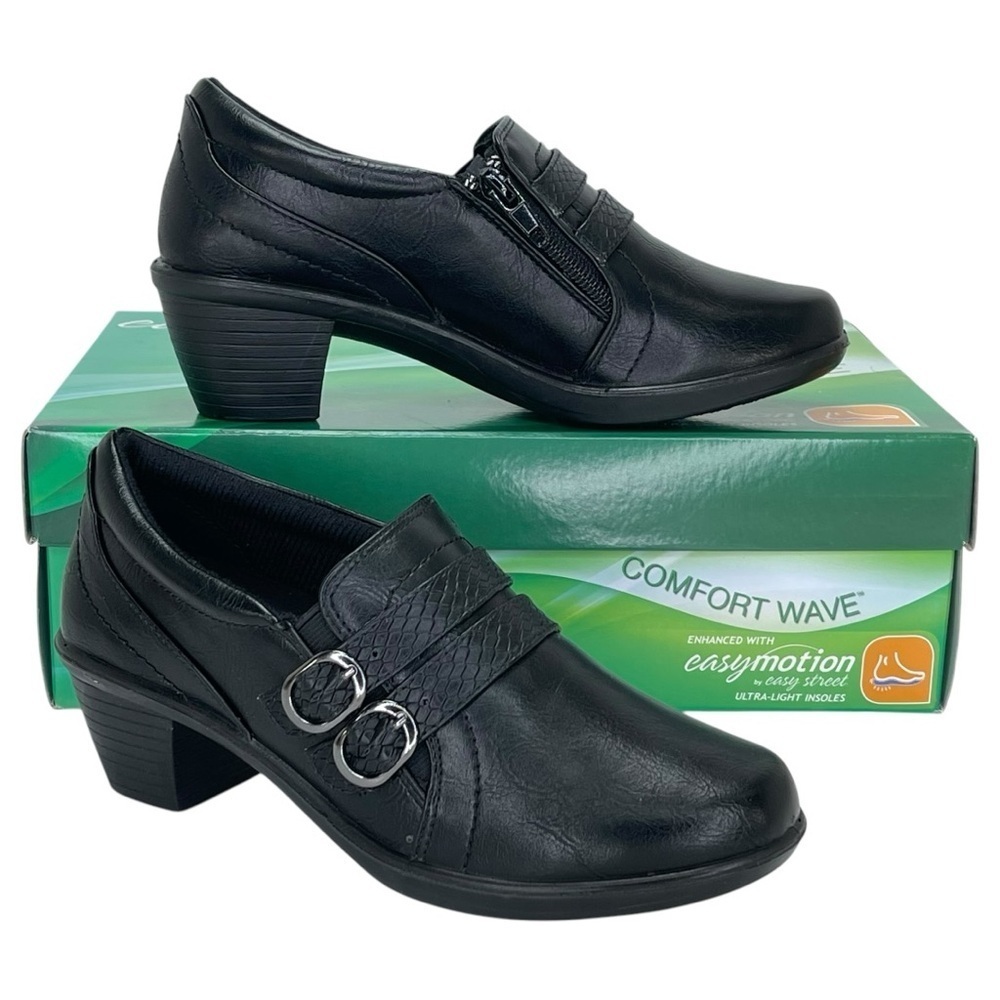 Easy Street Stroll Black Faux Leather Womens Shooties Size 6M